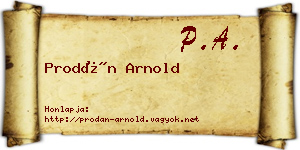 Prodán Arnold névjegykártya